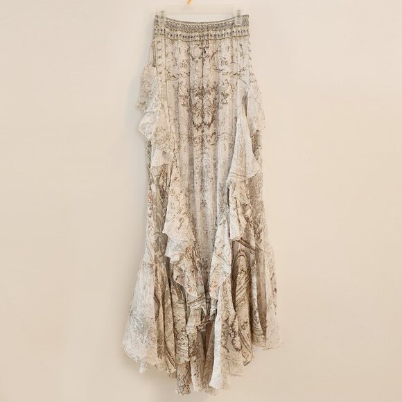 Camilla Crystal Castle Maxi Skirt with Double Frill Small b81 - Picture 4 of 12